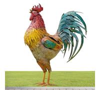 Moageme Rooster Yard Art Garden Stake, Garden Inserts Metal Chicken Outdoor Decor, Colorful Rooster Shaped Yard Decoration, Realistic Garden Poultry Rooster Sculpture for Yards, Gardens Spring Decor