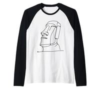 Moai Line Art Archaeology Fan Raglan Baseball Tee
