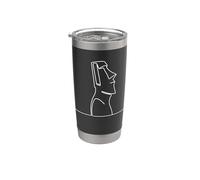Moai Line Art Easter Island Fan Stainless Steel Insulated Tumbler