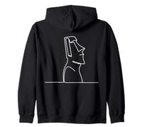 Moai Line Art Easter Island Fan Zip Hoodie