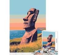 Moai Statue at Sunset for Adults 1000 Piece Jigsaw Puzzle Great Gifts Stress Reliever Toy Wall Decor for 14+ Puzzle Game Offered (38x52cm)
