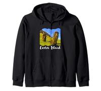 Moai Statue Easter Island Zip Hoodie