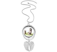 Moai Statues In Easter Island Pendant Angel Wings Rotating Necklace Jewelry