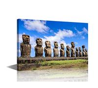 Moais of Ahu Tongariki Canvas Wall Art Easter Island Chile Picture Artwork Landscape for Bedroom Wall Decorations For Living Room Hang Pictures Wall Artwork (8x12in)