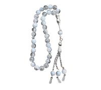 MOAIYU Muslims Prayer Beads 33 Tasbih Ice Cracked Glass Rosary with Fringed Pendant Ethnic Islamics Bracelet for Daily Worship