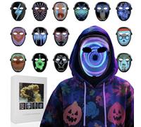 MOAJAZA LED Light Up Face Mask with Gesture Control, Funny Party Mask Changing Light Patterns for Halloween Cosplay Masquerade, Rechargeable