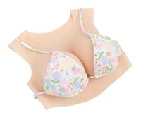 MOALBVUP Silicone Breastplate Fake Boobs Silicone Breast Forms Round Collar C-G Cup Fake Breasts for Crossdresser Cosplay, Ivory, D Cup Liquid Filler