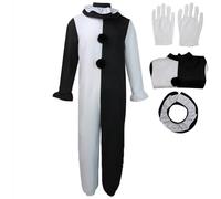 Moalioi Art The Clown Costume Cosplay Halloween Bodysuit The Killer Clown Cosplay Costume Mask Full Set (Jumpsuit, XX-Large)