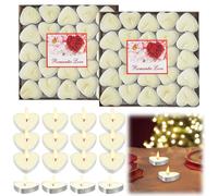 MOAMUN 100 Pack Tea Lights Candles, Heart Shape Tea Candles mini Tealights Bulk Smokeless Tealight Candle for Valentine's Day Wedding Anniversary Christmas Decoration(White)