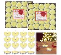 MOAMUN 100 Pack Tea Lights Candles, Heart Shape Tea Candles mini Tealights Bulk Smokeless Tealight Candle for Valentine's Day Wedding Anniversary Christmas Decoration(Yellow)