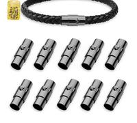 MOAMUN 10PCS Magnetic Bracelet Clasps and Closures, Cord End Caps Magnetic Necklace Clasps, Leather Rope Bracelet Clasp Jewellery Clasp for Bracelets Anklet Jewellery Making DIY Craft (Black, 4 mm)