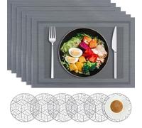 MOAMUN 16 PCS Table Placemats and Coasters Set, PVC Heat Resistant 8 Table Mats and 8 Coaster Non Slip Place Mats for Home Restaurant Hotel