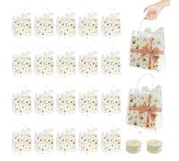 MOAMUN 20PCS Bee Clear Gift Bags with Decorative Ribbon, 20x20x8cm PVC Goodie Bag with Handle, Waterproof Reusable Girls Party Bags Gift Wrap Tote Bag for Wedding Birthday Party Christmas