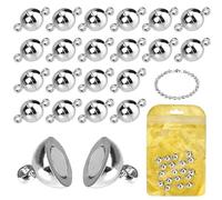 MOAMUN 20PCS Magnetic Necklace Clasps, 8MM Round Bracelet Clasps and Closures, Ball Magnetic Bracelet Clasp and Fasteners for Necklaces Bracelet Anklet Jewellery Making DIY Craft (Silver 8mm)