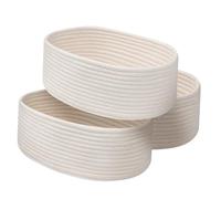 MOAMUN 3 Pack Woven Storage Basket, Cotton Soft Rope Basket with Handle, Decorative Durable Baskets for Shelves for Organizing Shelves Closets Make up Cupboard Drawer Closet Toys(12×7.5×5 In)