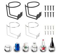 MOAMUN 4 PCS Stainless Steel Car Cup Holder for Cars, Universal Car Drink Holders Wall Mounted with Screws, Anti-Rocking Drink Holder Boat Ring for Coffee Mugs Drinks Cans Bottles Beer(Silver Black)