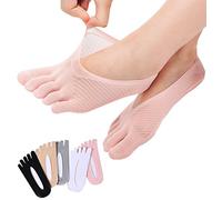 MOAMUN 5 Pairs Thin Toe Socks for Women, Breathable Non-Slip Ladies Compression Socks with Silicone Strip, Soft Toe Separator Sock Low Cut Ankle Sock for Girls Women, Size4-8 (mix)