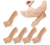 MOAMUN 5 Pairs Thin Toe Socks for Women, Breathable Non-Slip Ladies Compression Socks with Silicone Strip, Soft Toe Separator Sock Low Cut Ankle Sock for Girls Women (Skin,Size4-8)