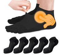 MOAMUN 5 Pairs Toe Socks Men, Breathable Soft Ankle Socks No Show Sock Men, Cotton Low Cut Five Finger Sock with Toes for Sports Working, Size6-9(Black)