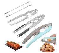 MOAMUN 5 PCS Nutcracker Tool with Picks, Stainless Metal Nut Crackers for All Nuts with Non-Slip Handle, Multifunctional Nut Cracker Walnut Cracker Shell Opener for Nut Walnut Seafood Pecan