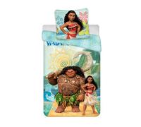 Moana 2 Bedding Set, 100% Cotton, Reversible Duvet Cover 140 x 200 cm + Pillowcase 65 x 65 cm, with Moana and Maui