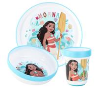 Moana 3pcs Reusable Bicolor Premium Kids Dinner Tableware Set Plate, Bowl & Tumbler, BPA Free