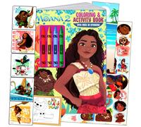 Moana Coloring Book and Stickers Set - Bundle Includes Coloring Book, Moana Stickers, and 2-Sided Door Hanger, and More