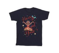 Moana Girl's Have A Cool Yule Cotton T-Shirt in Navy | Size: 5-6 Years Moana Navy 5-6 Years