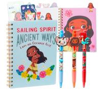 Moana Journal with Pens Set - Bundle with Moana Spiral Notebook with Divider Tabs Plus 3 Pens, Bookmark, More | Moana Diary Set for Kids
