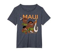 Moana Maui Homage T-Shirt, Women's Plus, Heather Blue, 2X