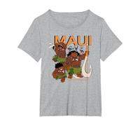 Moana Maui Homage T-Shirt, Women's Plus, Heather Grey, 1X
