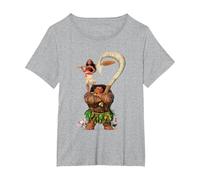 Moana Maui Moana Stacked T-Shirt, Women's Plus, Heather Grey, 3X