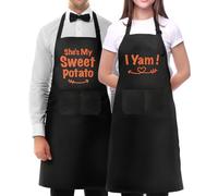 Moanlor Art Funny Couple Aprons Set for Cooking-Couple Gifts-Engagement Anniversary Hostess Home Gifts for Couples, She’s My Sweet Potato/I Yam, XL