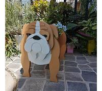 moaupr Cute Dog Flower Pots Outdoor, Animal Shaped Planter, Wooden Planter Boxes for Garden Flowers Succulent Planter, Home Garden Decoration (Color : Bulldog)