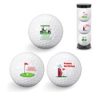 MOAZIFI 3 Happy Birthday Golf Balls Gifts Golf Balls Funny Golf Balls Birthday for Golf Players One Standard Size Birthday Gift for Golf