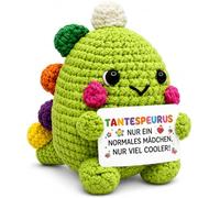 MOAZIFI Aunt Gift, Hand Crocheted Mother Sister Dino Funny Gift for Aunt, Creative Crocheted Flowers, Sweet You Will Father Sister Gift for Women, Approx. 12.7 x 8.1 cm