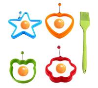 MOAZIFI Set of 4 Silicone Fried Egg Moulds with Scald-Proof Silicone Cover, Ideal for Fried Eggs, Sandwiches and Pancakes, Practical Kitchen Tool