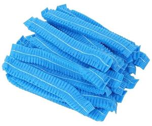 Mob Caps Hygiene Hair Nets Bundle - 100 Pcs, Elastic Free Size For Kitchen, Hair nets for catering, Food Industry, Laboratories, Cosmetics, Beauty, Cooking, Industries, Hospital - Non Woven (Blue)