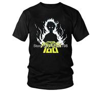 Mob Cool Psycho 100 Tshirts Men Graphic Tee Tops Cotton T Shirts Short Sleeve Shigeo Kageyama T-Shirt Gift Tees Streetwear Black