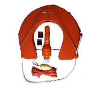 MOB Man overboard Kit, Horseshoe Lifebuoy with LED Light, Throw Line and V-Bracket Mount, Orange (Orange)