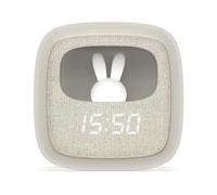 MOB - MOBILITY ON BOARD Billy Clock Children's Alarm Clock and Night Light - Rabbit Design - Fabric Front - Plastic Frame Soft-Touch - Date, Time and 3 Alarms Programming (Grey)