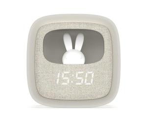 MOB - MOBILITY ON BOARD Billy Clock Children's Alarm Clock and Night Light - Rabbit Design - Fabric Front - Plastic Frame Soft-Touch - Date, Time and 3 Alarms Programming (Grey)