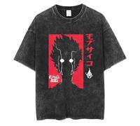 Mob Psycho 100 T Shirts Anime Manga Tshirt Mob Reigen Arataka Washed Vintage Cosplay Shirt Summer Casual Short Sleeve Tee Tops Men Women