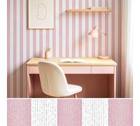 MOBAILUYI Pink and White Striped Peel and Stick Wallpaper with Subtle Silver Thread Texture,Removable Pink Contact Paper Waterproof Girly Wallpaper for Bedroom,Nursery,Kids Room,Bathroom,40cm x 1200cm