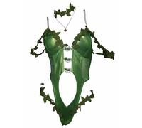 Mobbunny Women Anime Cosplay Costume Green Vine Style Outfit Sexy Lingerie Bodysuit Bodycon with Socks Gloves Choker (Green, 1XL2XL)