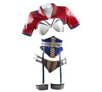 Mobbunny Women Anime Derivative Cosplay Costume Sexy Lingerie Set Game Halloween Costume Red Jacket with Bra and Panty (Red, medium)