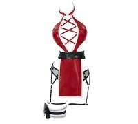 Mobbunny Women Anime Derivative Cosplay Costume Sexy Ninja Lingerie Set Cutout Backless Halter Top Mesh Panty (Red, large)