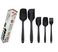 MOBDESK Silicone Spatula Set 5-Piece - 446F Heat-Resistant Baking Spoon Spatula - Seamless One-Piece Design Easy to Clean Non-Stick Silicone Rubber with Stainless Steel Core (Black (5PCS))