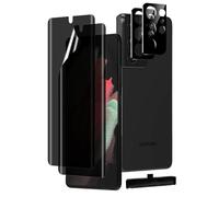 MOBDIK 2+2 Pack Privacy Screen Protector for Samsung Galaxy S21 Ultra, 6.8 Inch with Tempered Glass Camera Lens Protector, Anti-Spy Flexible TPU Film, Easy Installation
