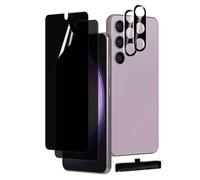MOBDIK 2+2 Pack Privacy Screen Protector for Samsung Galaxy S23, 6.1 Inch with Tempered Glass Camera Lens Protector, Anti-Spy Flexible TPU Film, Easy Installation